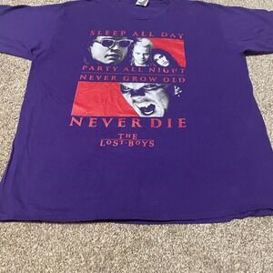 The Lost Boys Movie T Shirt Purple XL Graphic Tee Sleep All Day Never Grow Old